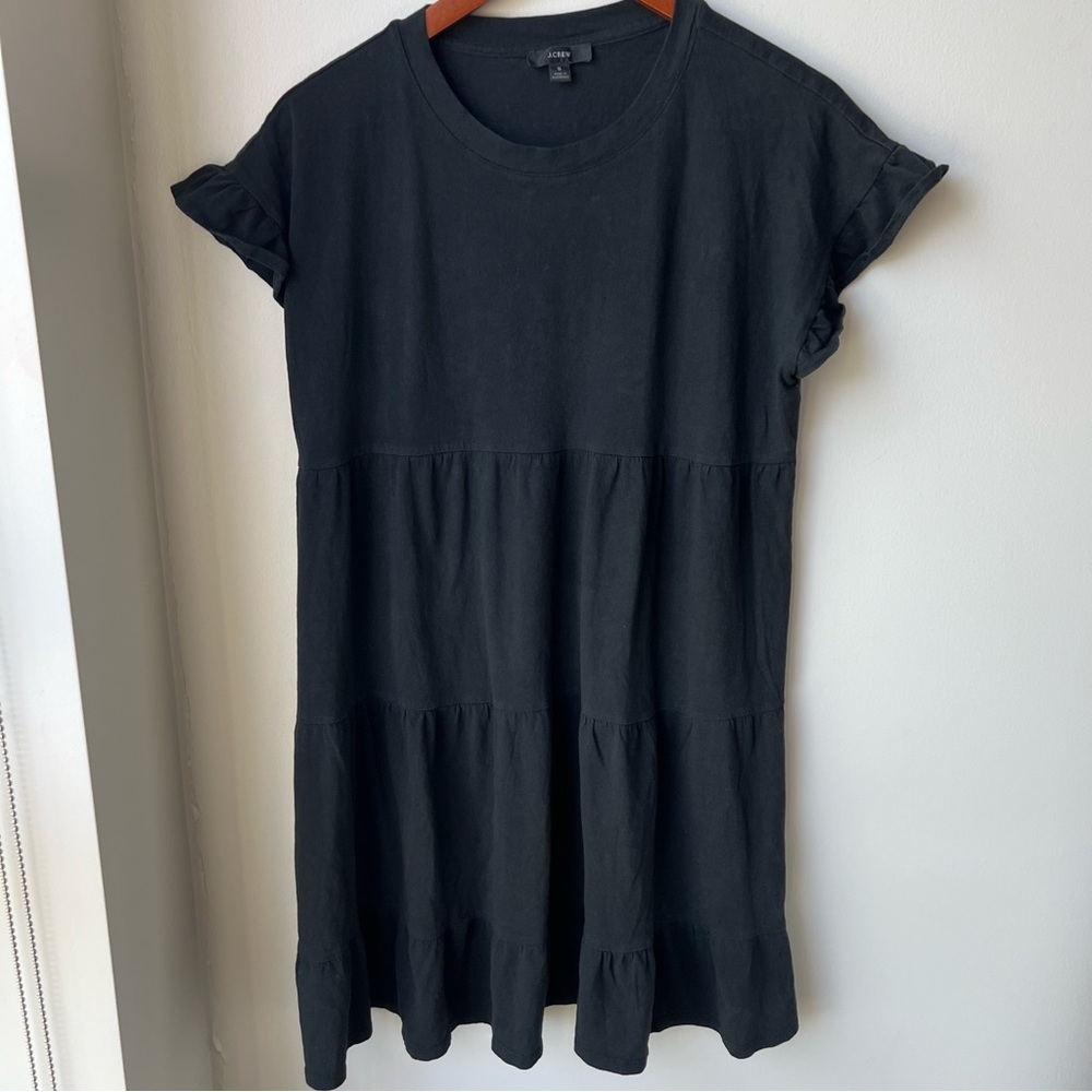 J.Crew Black Tiered Cotton Dress